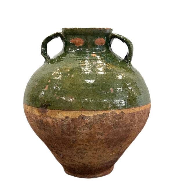 19th Century French Green Glazed Terracotta Olive Jar