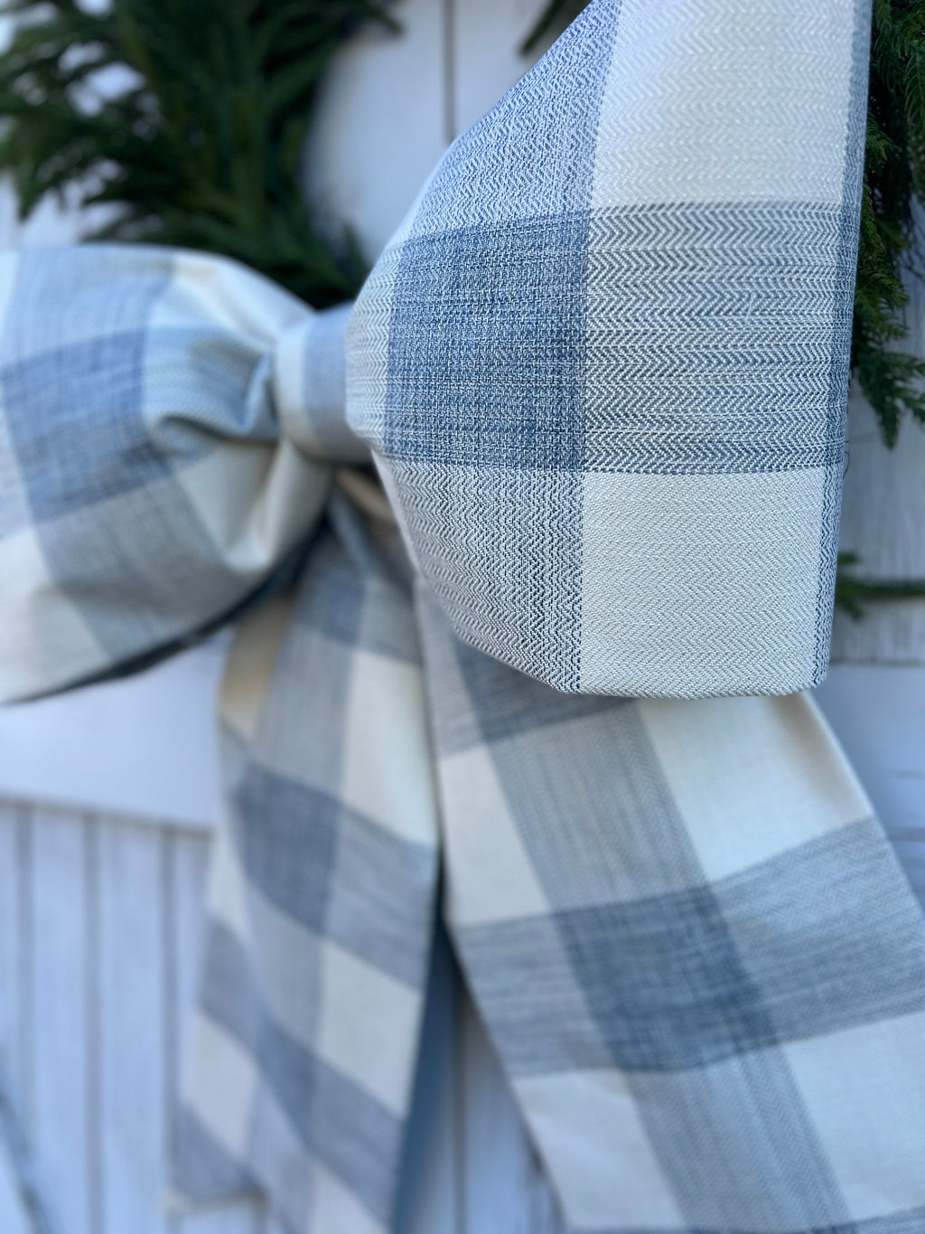 Blue and Cream Buffalo Plaid Bow