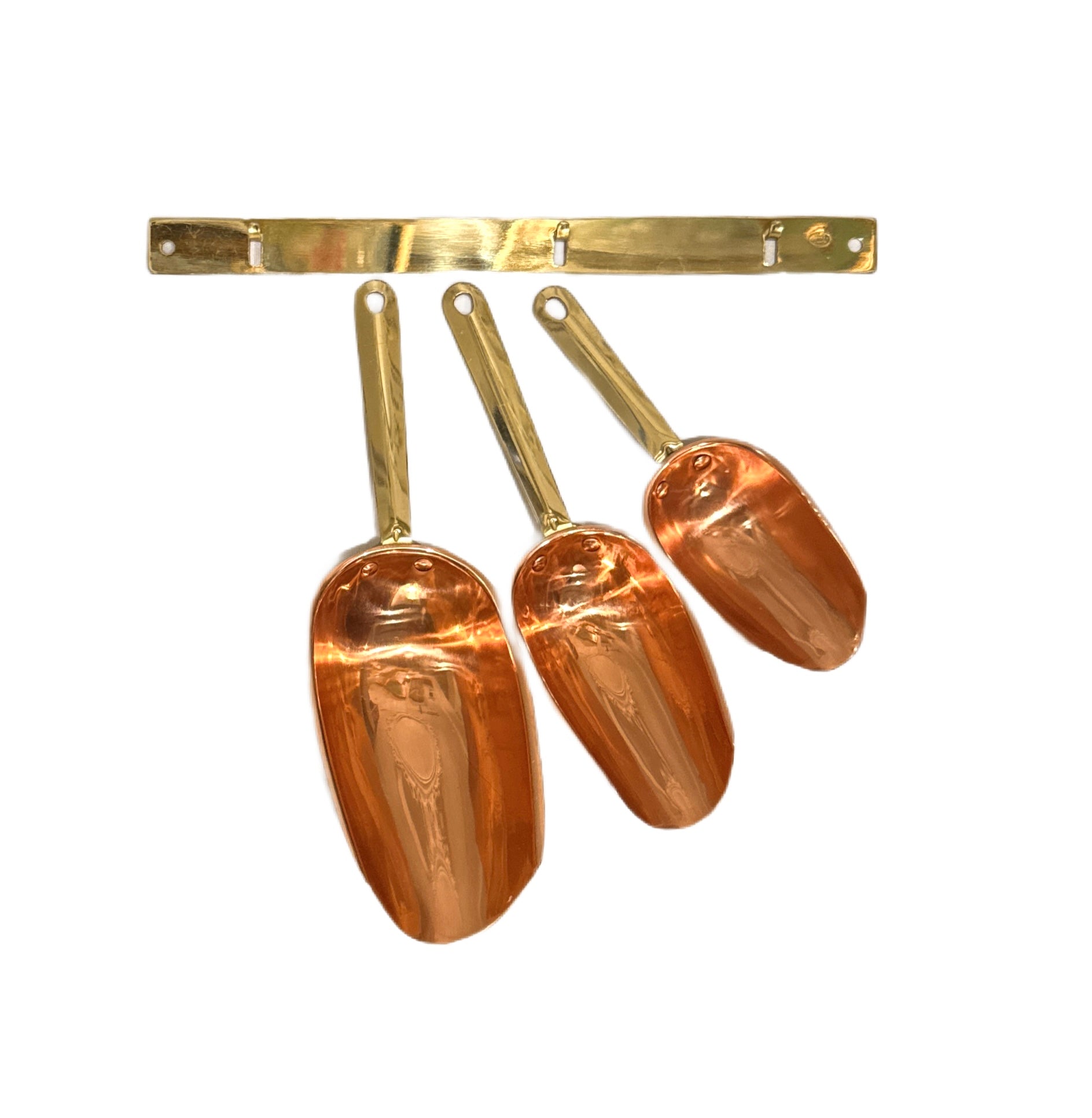 Copper Scoops & Hanging Rack
