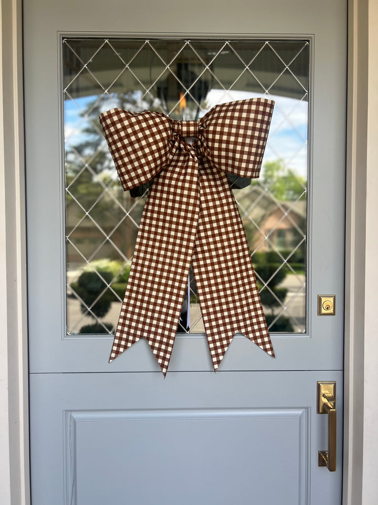 Brown Gingham Check Bow