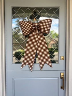 Brown Gingham Check Bow