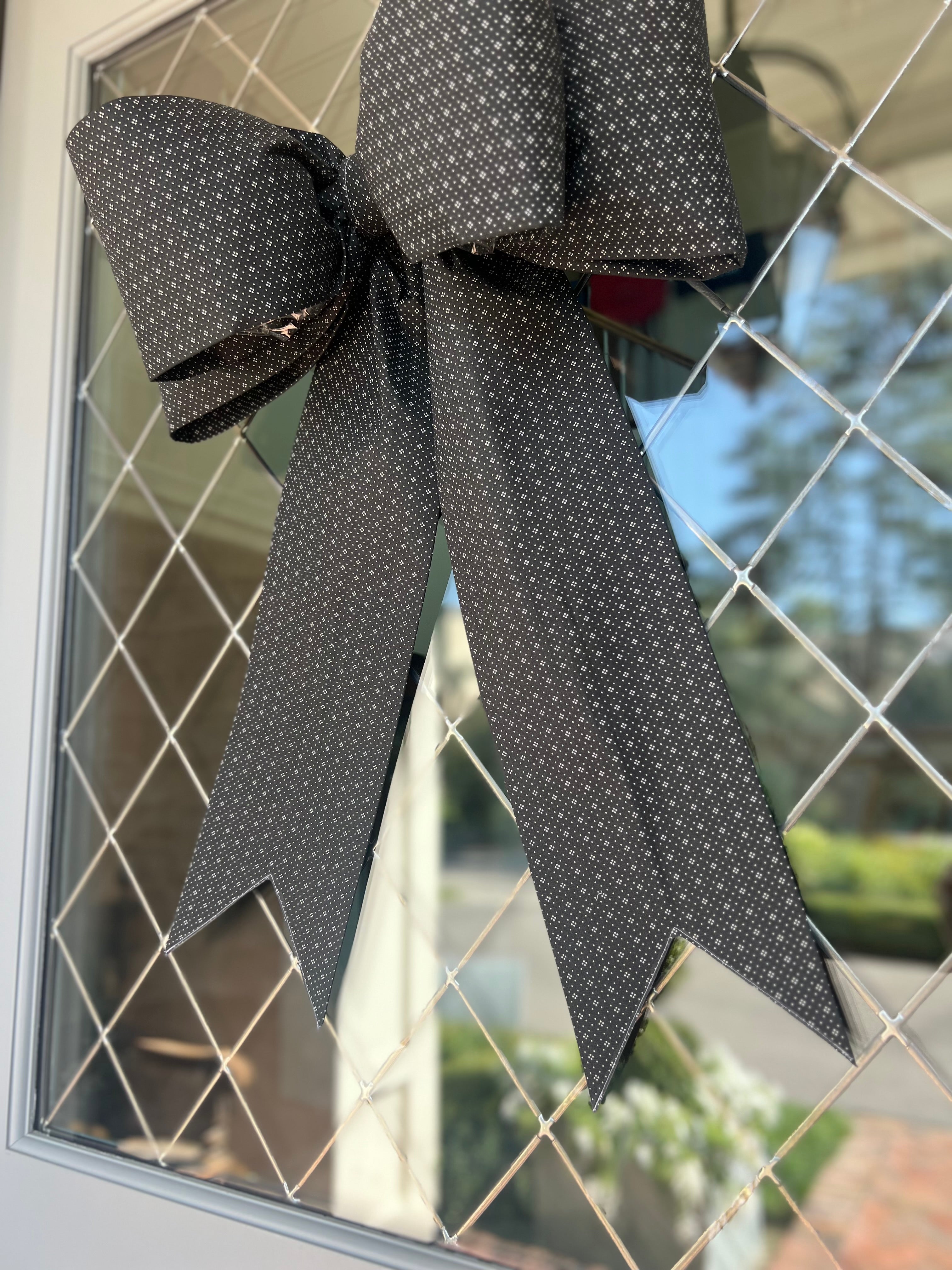 Black and White Ditsy Print Bow