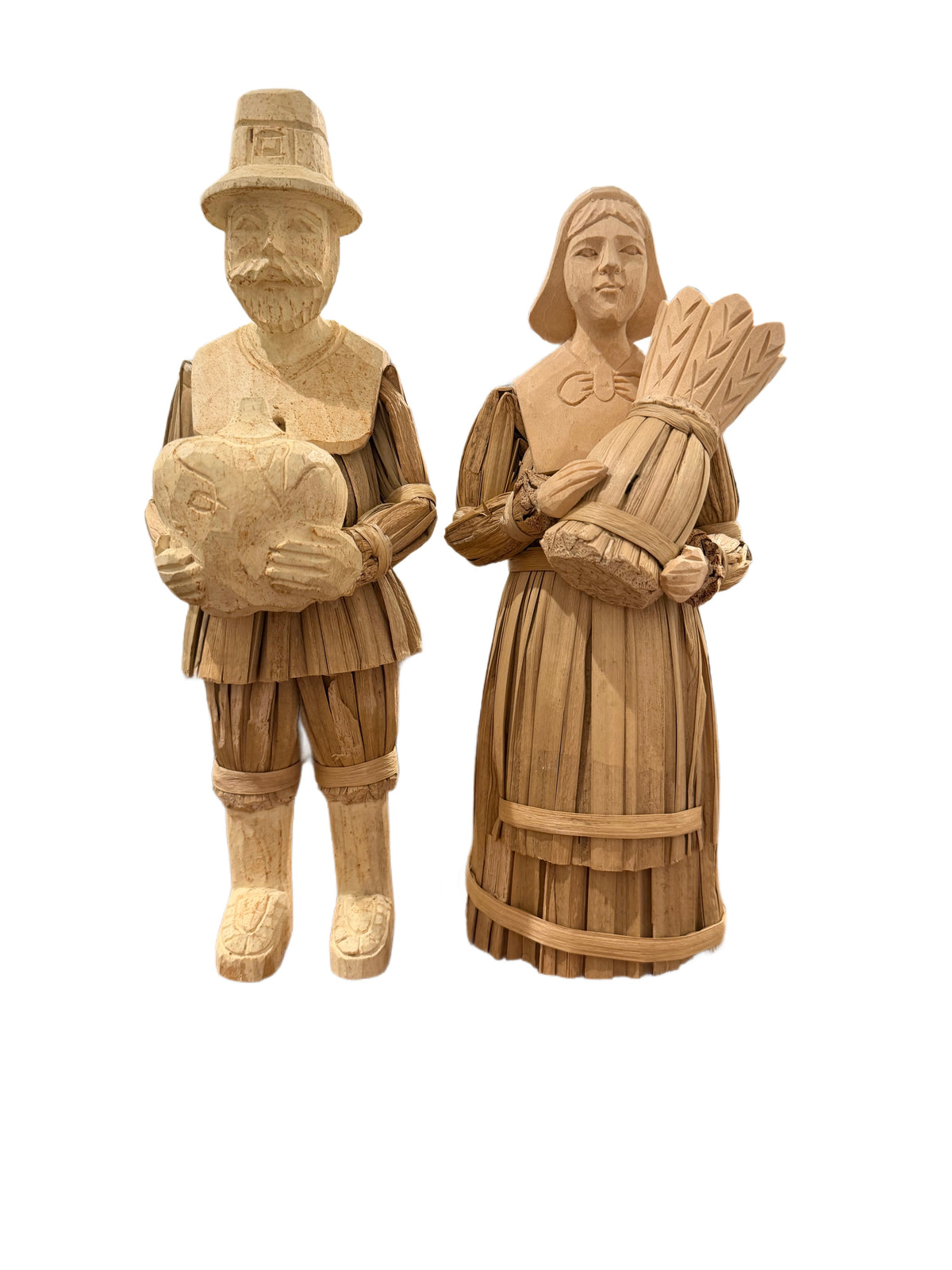 Pilgrim Corn Husk Couple Figurines