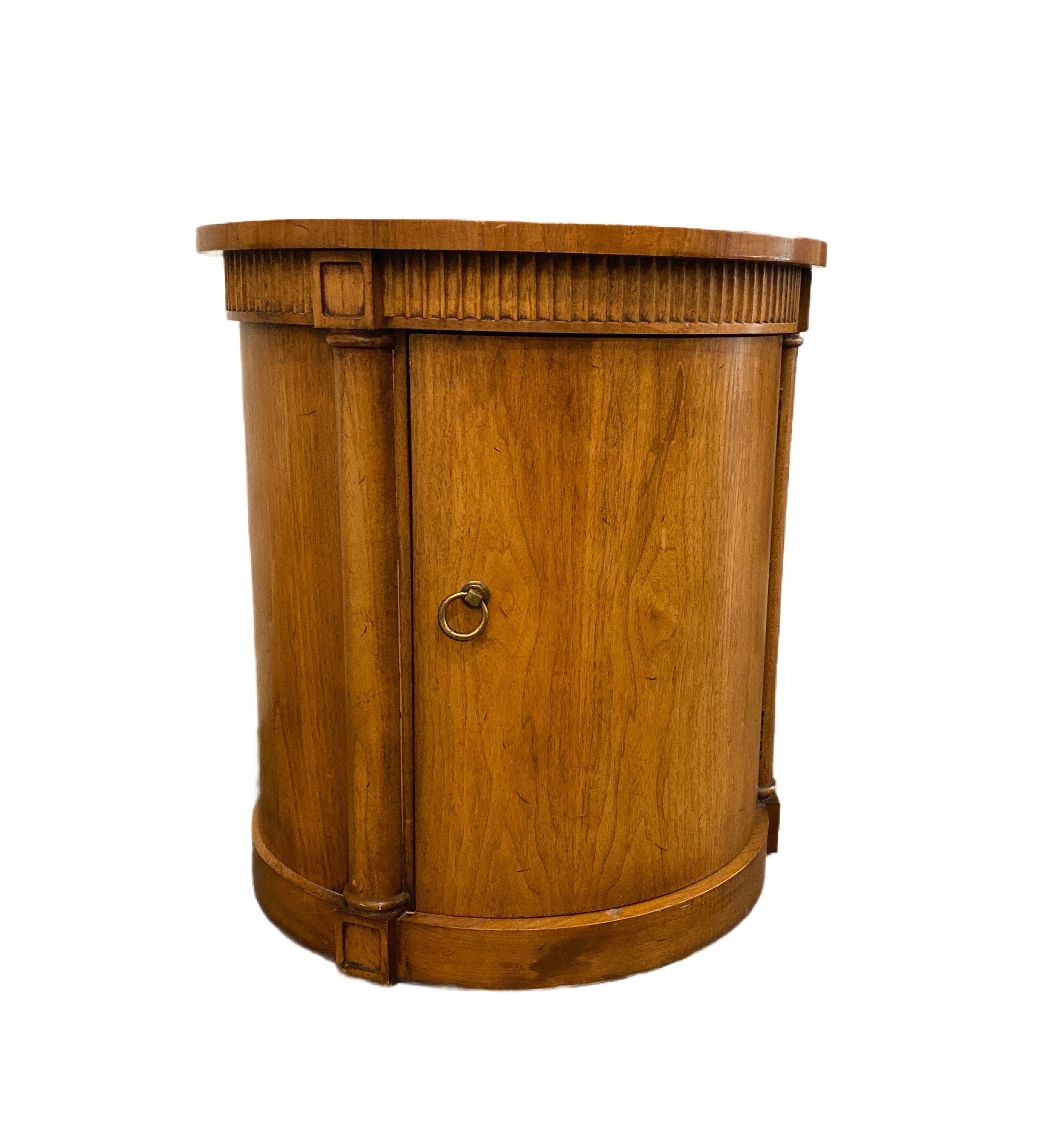 Honey Walnut Drum Side Table