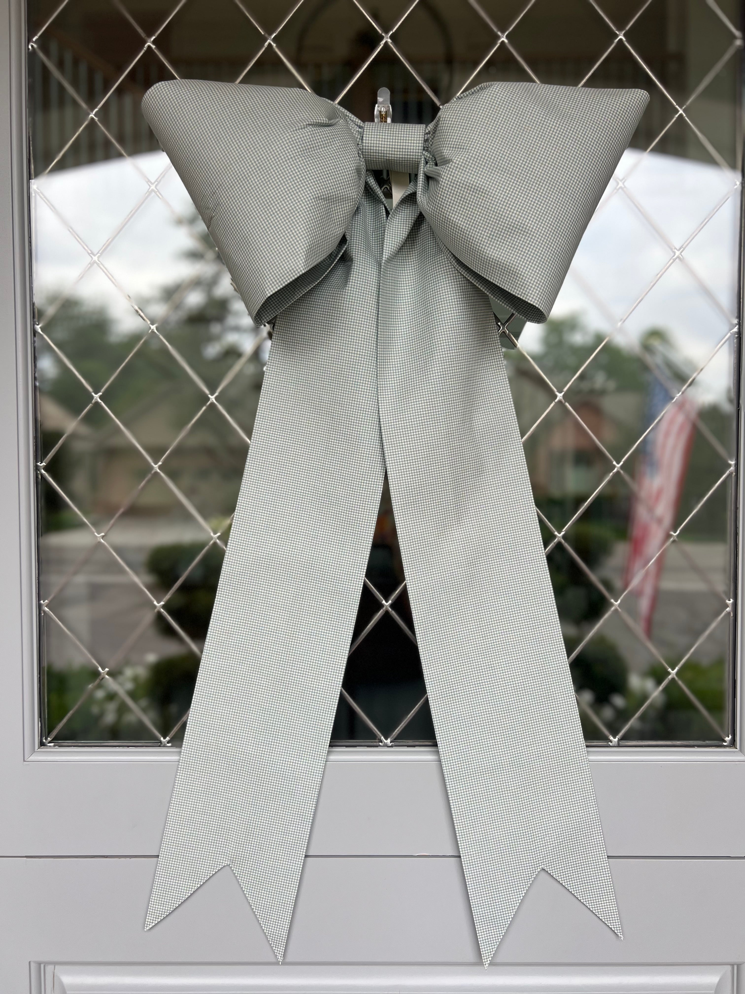 Tiny Green Check Bow