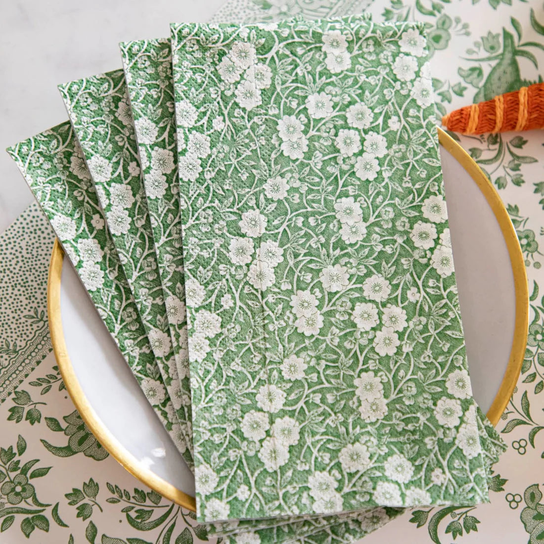 Green Calico Guest Napkins