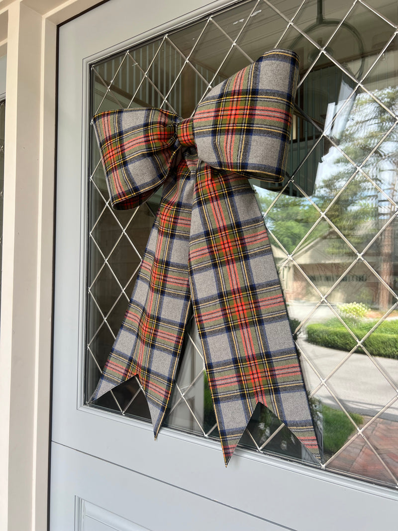 Gray Plaid Bow
