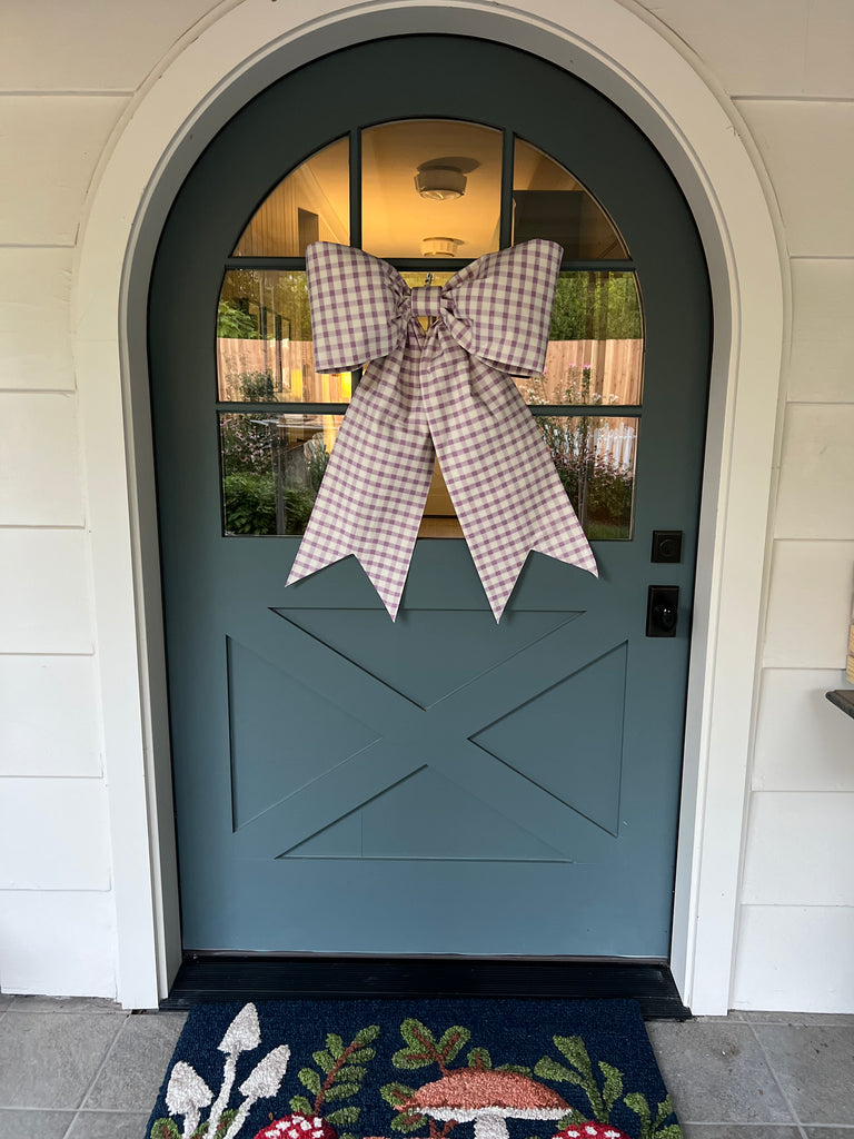 Lavender Check Large Door Bow