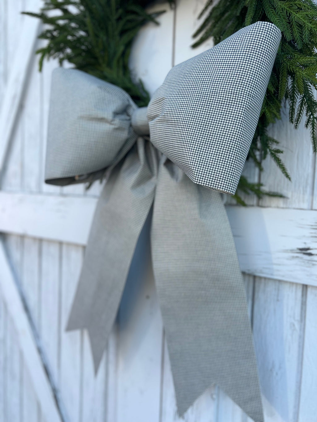 Vintage Blue Gingham Bow