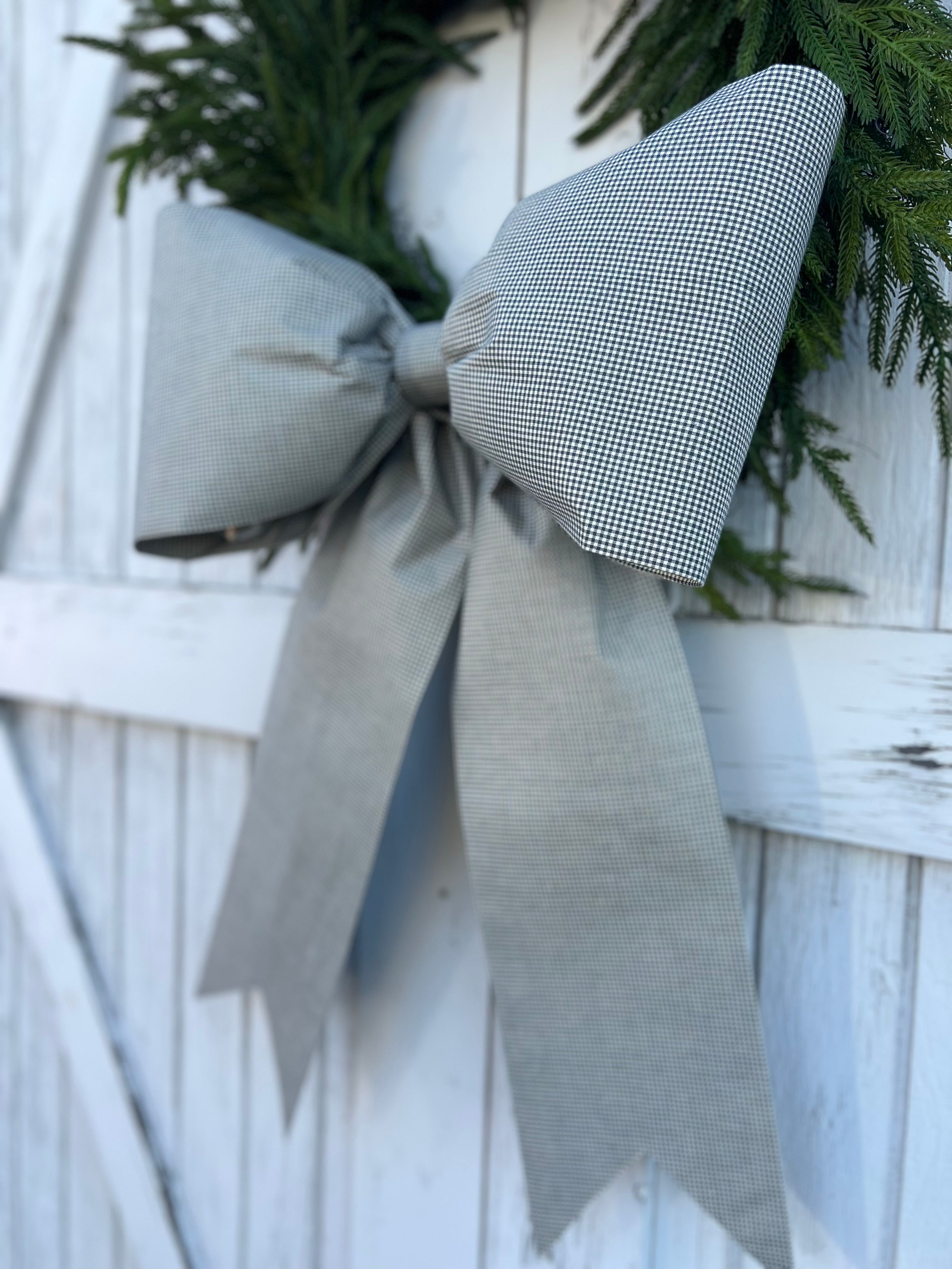 Vintage Blue Gingham Bow