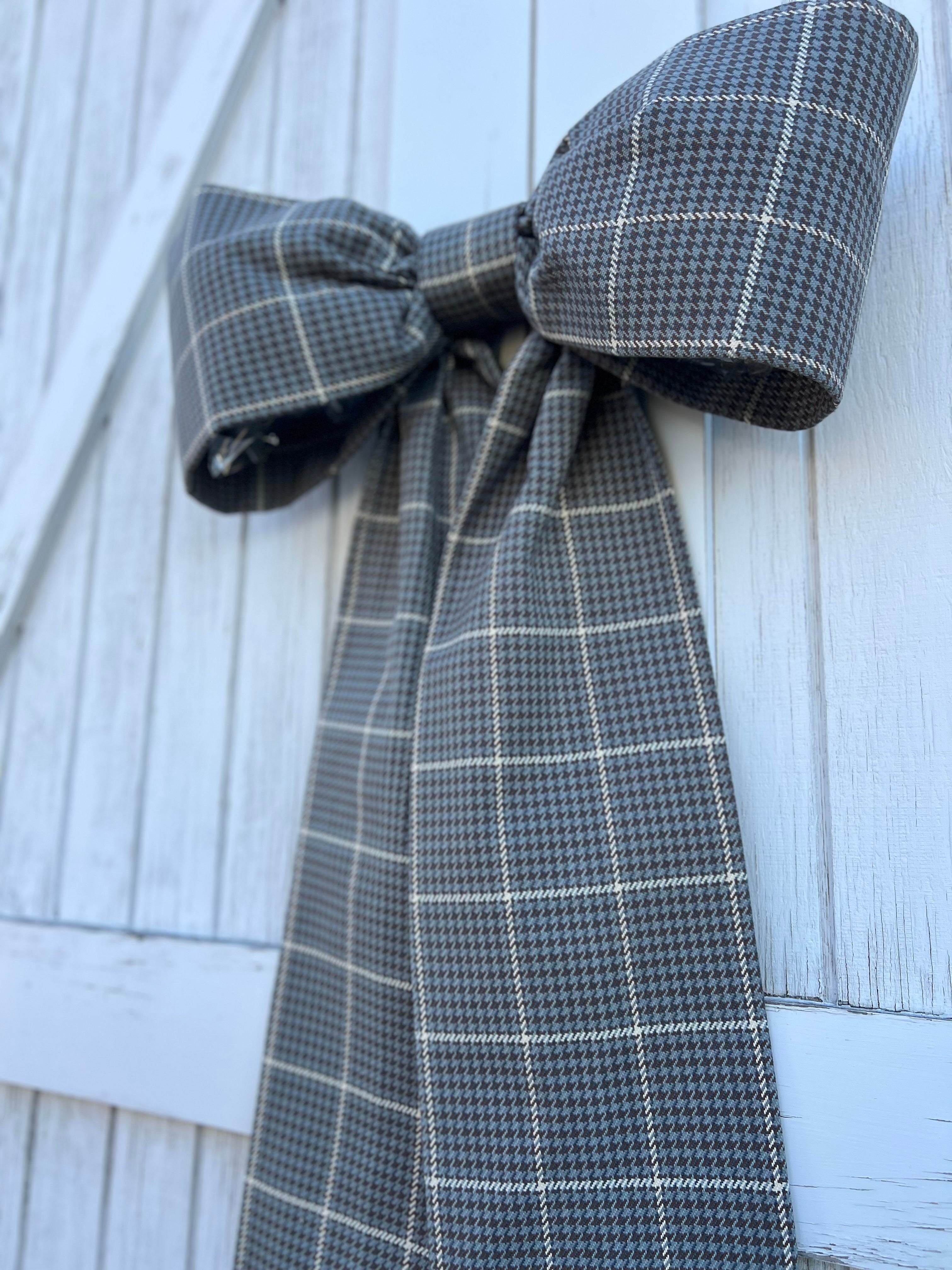 Blue and Brown Houndstooth Bow