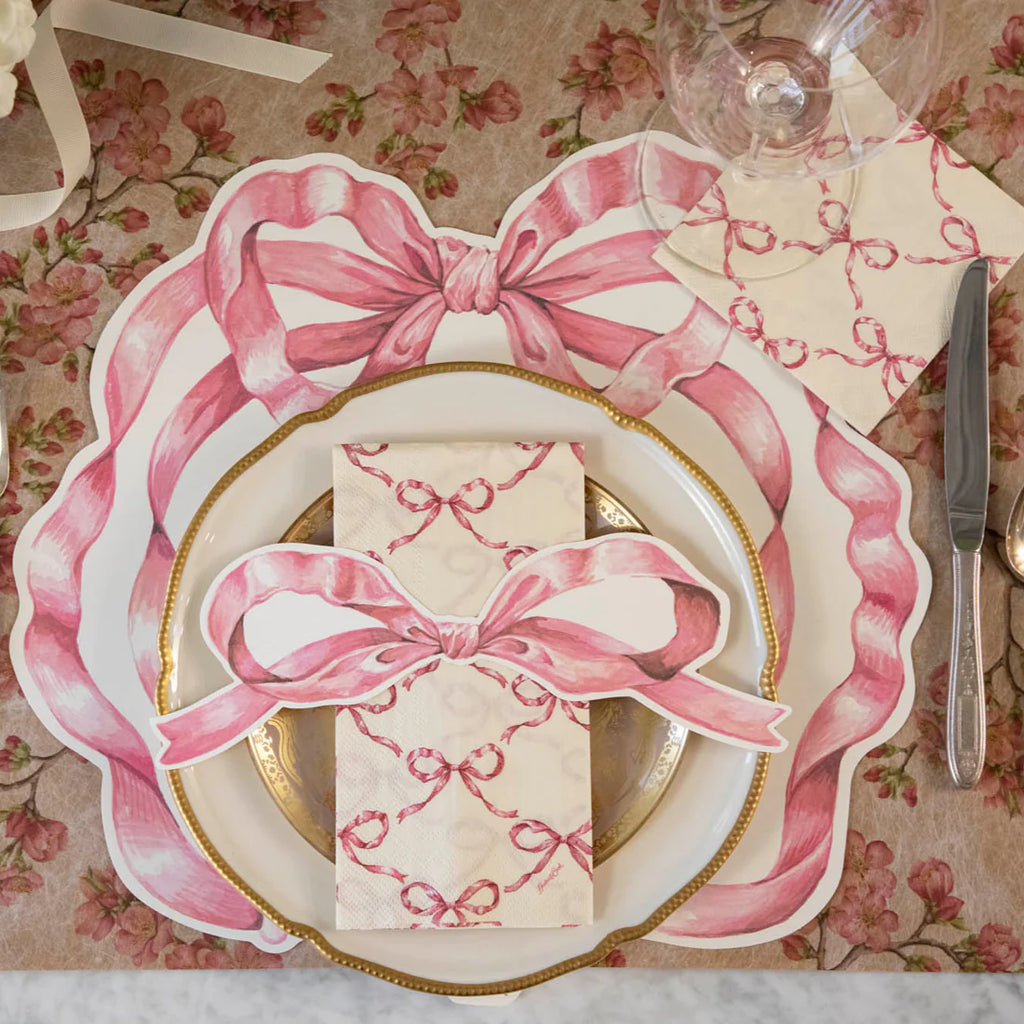 Pink Bow Lattice Guest Napkins