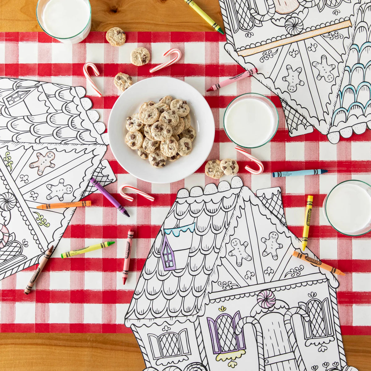 Die-cut Gingerbread House Coloring Placemats
