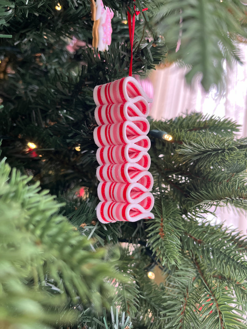 Red and White Ribbon Candy Ornament