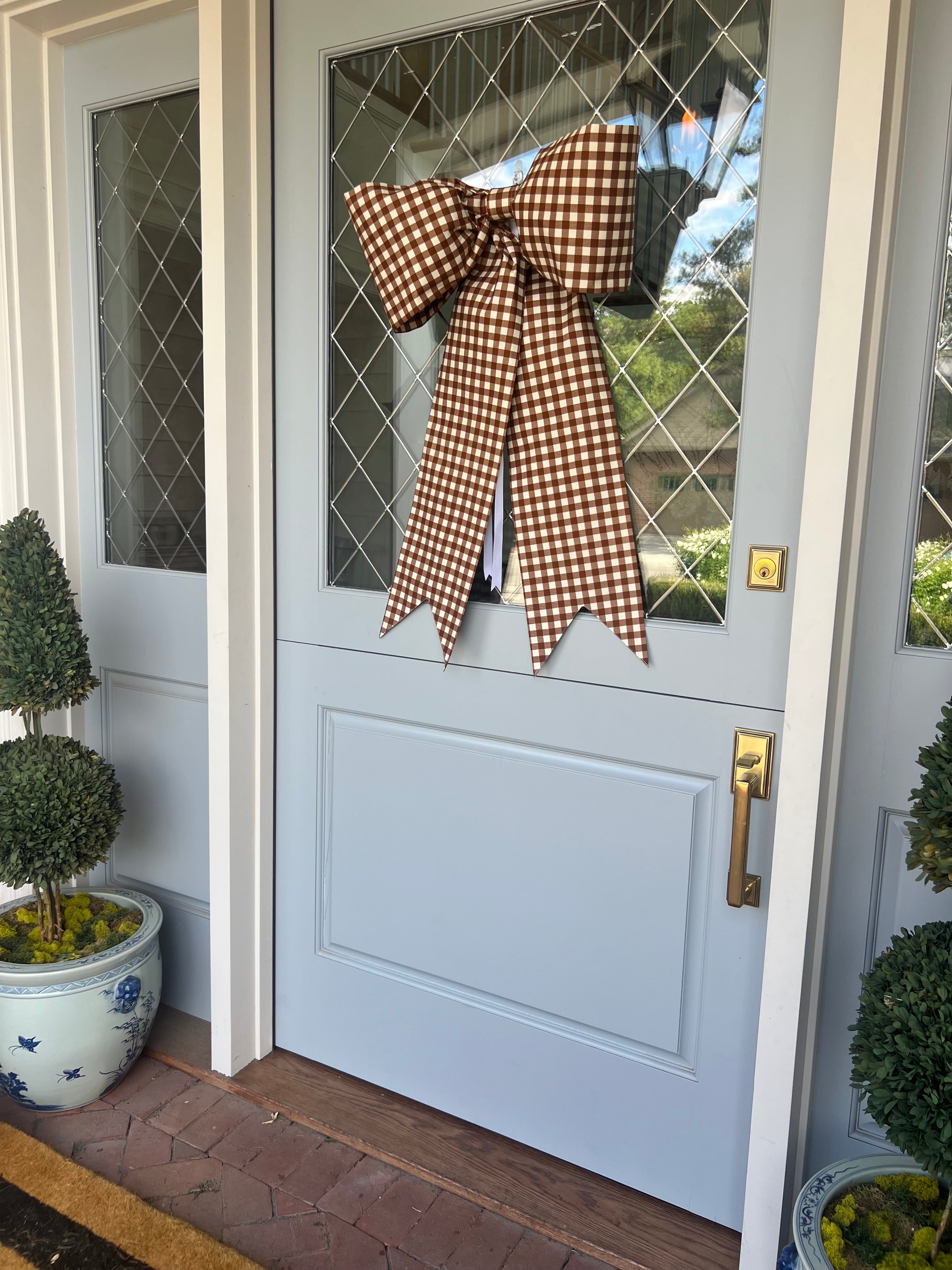 Brown Gingham Check Bow