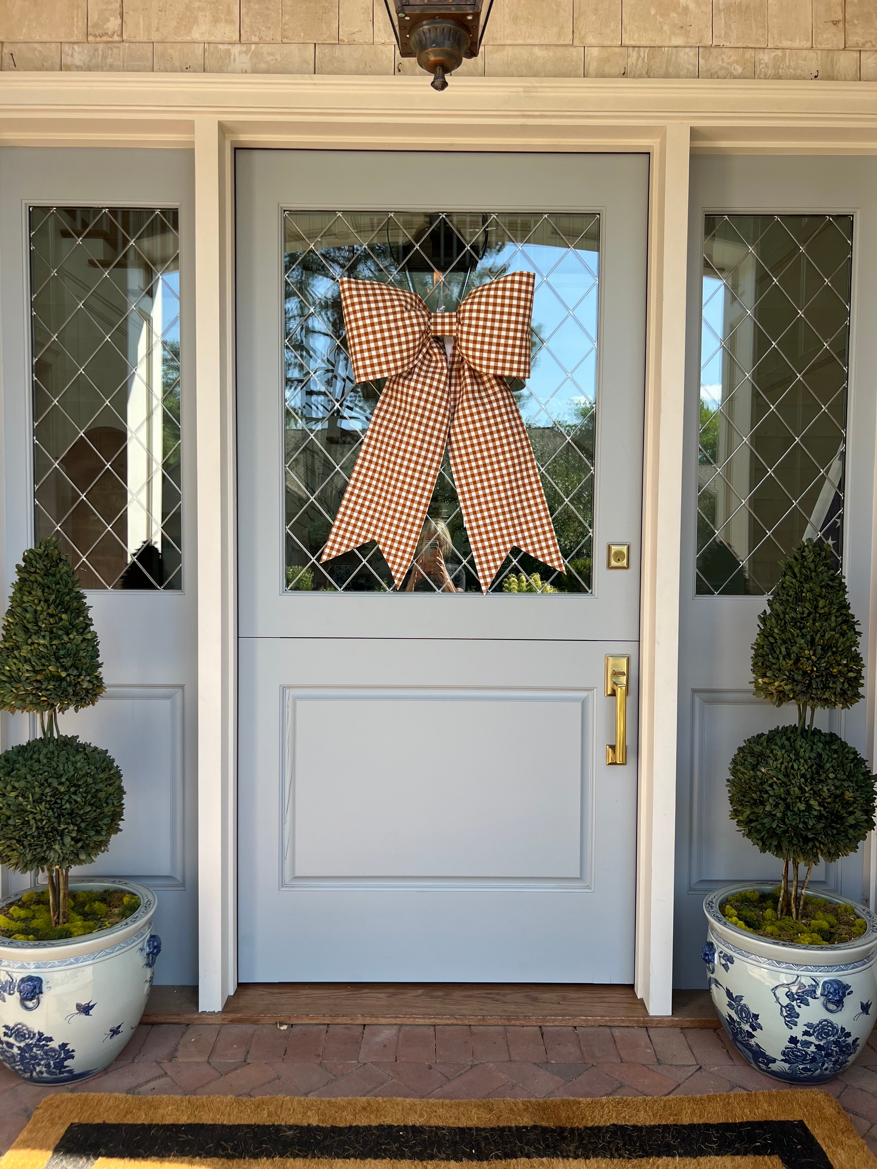 Burnt Orange Checked Bow