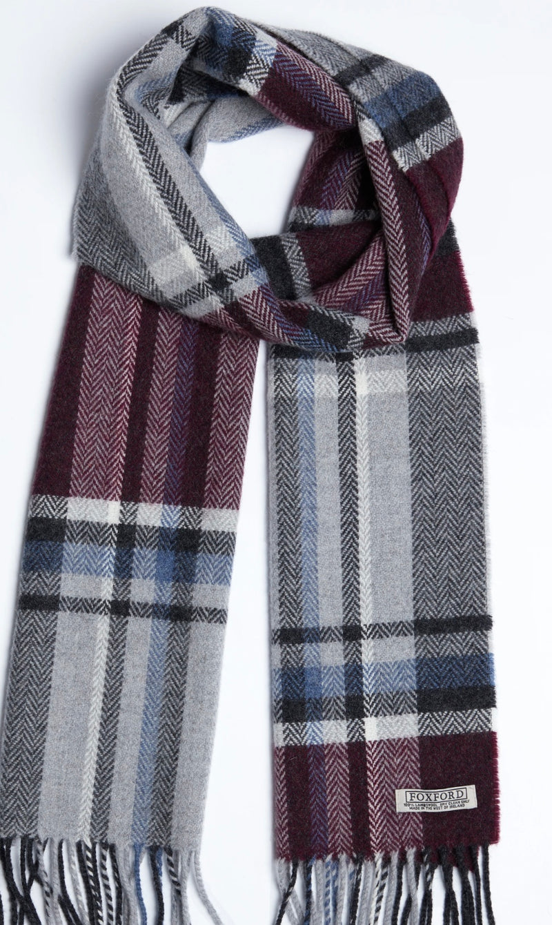 Maroon Tartan Lambswool Scarf