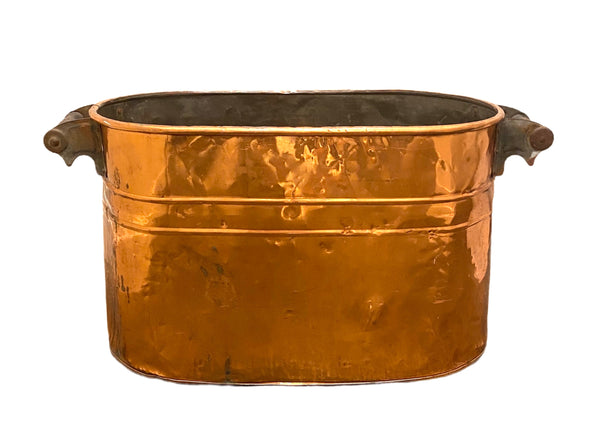 1920s Copper Boiler Tub with Wood Handles