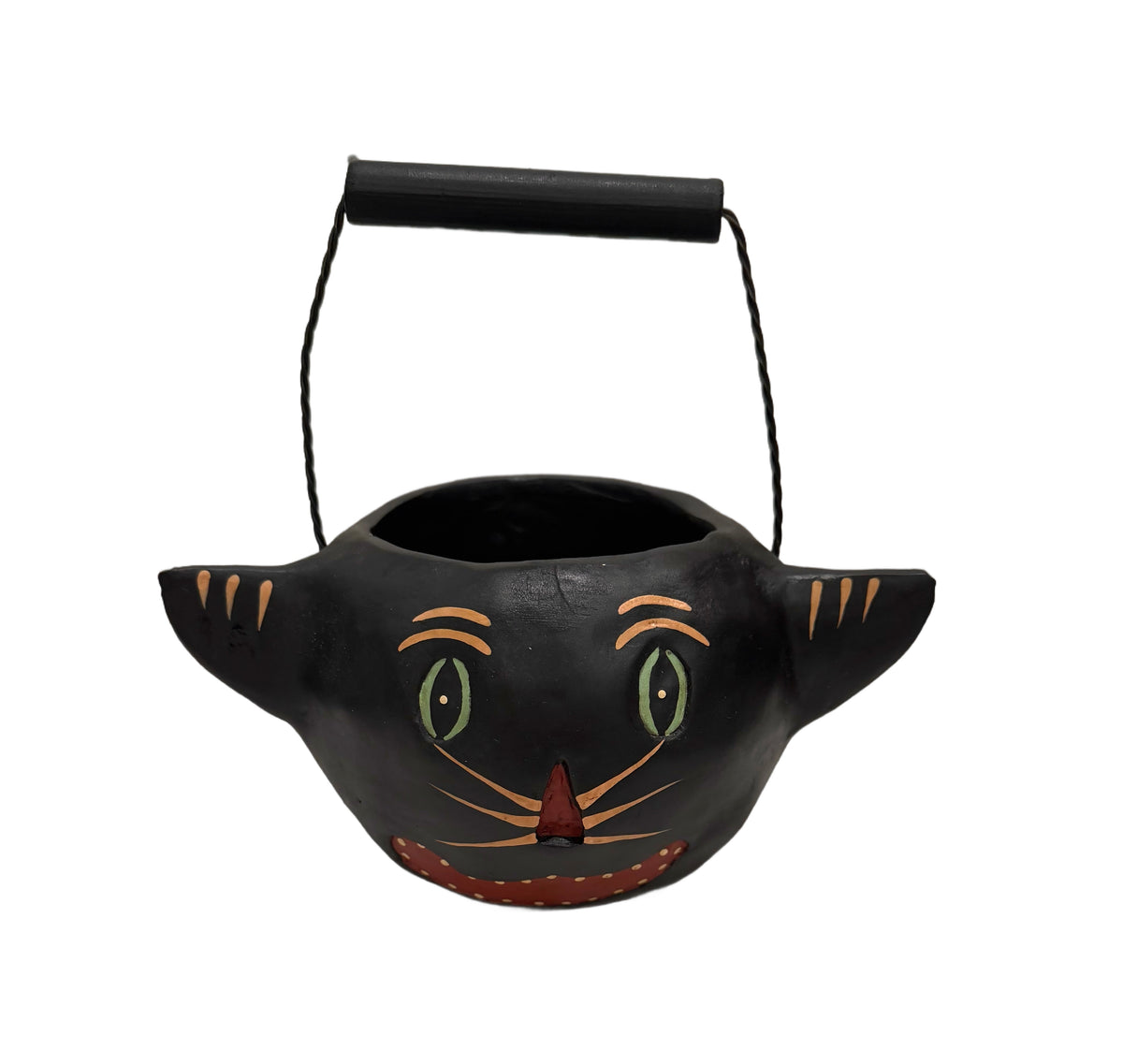 Folk Art Black Cat Treat Basket