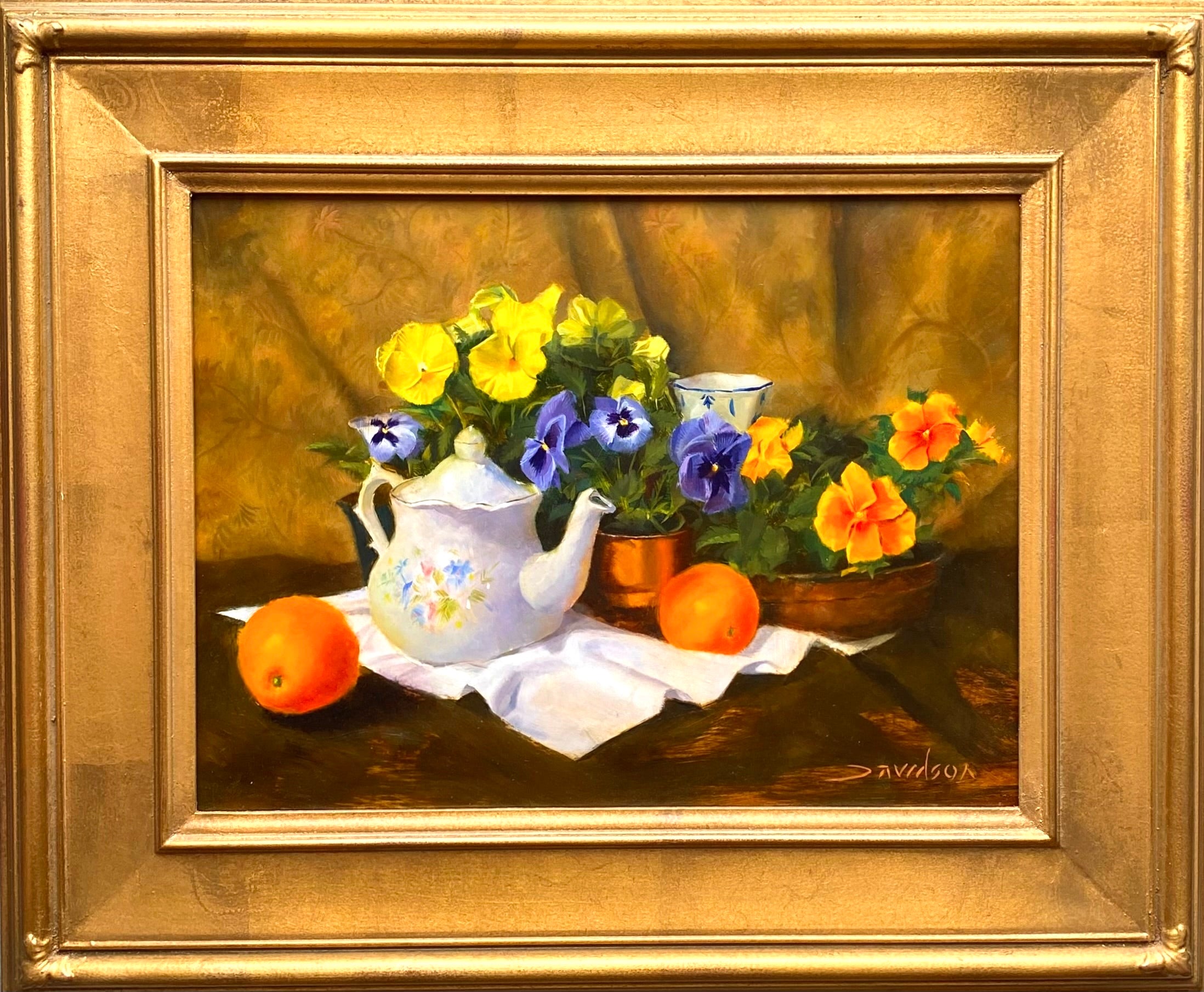 Teapot and Pansies
