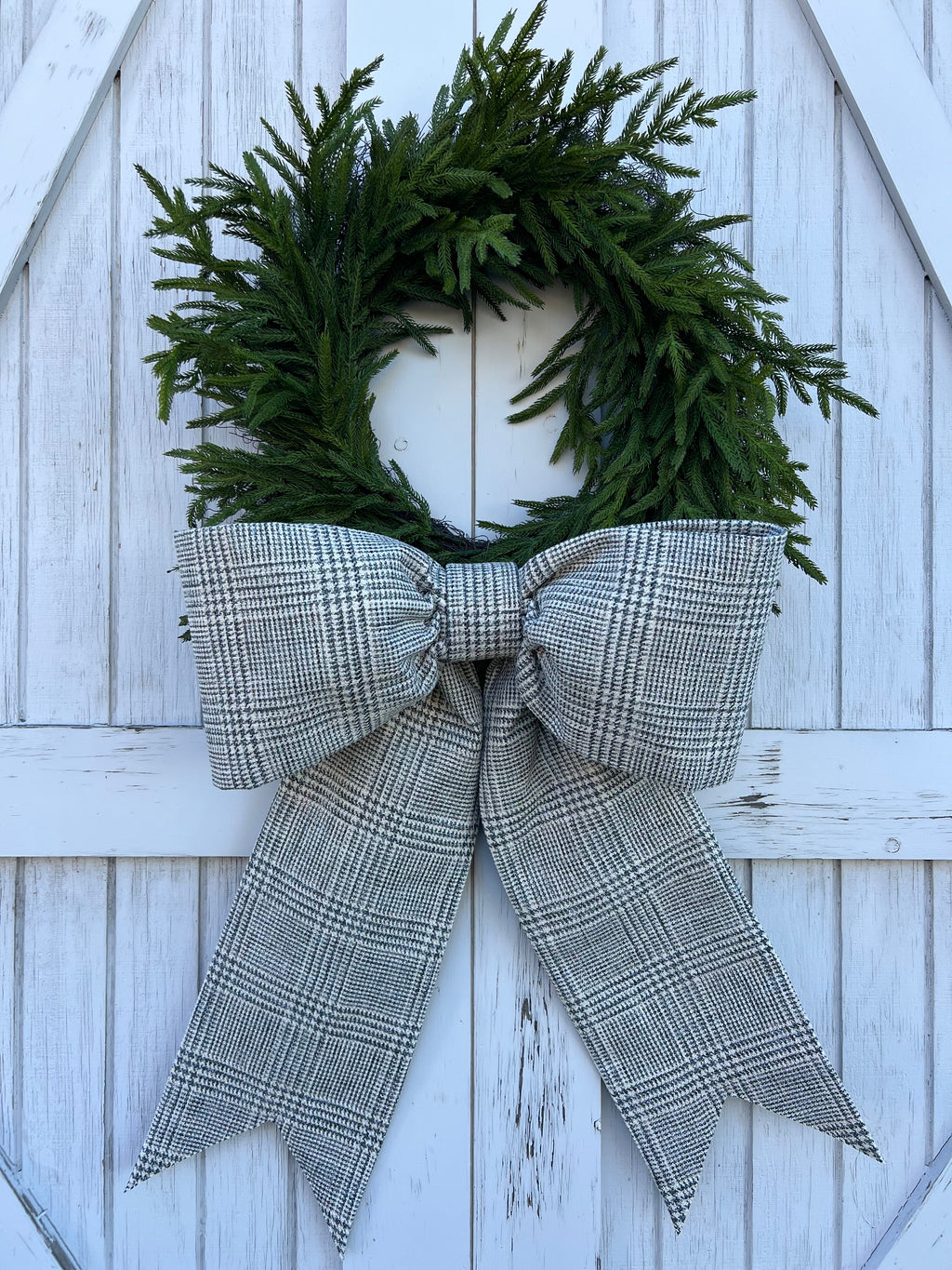 Blue and Cream Houndstooth Bow