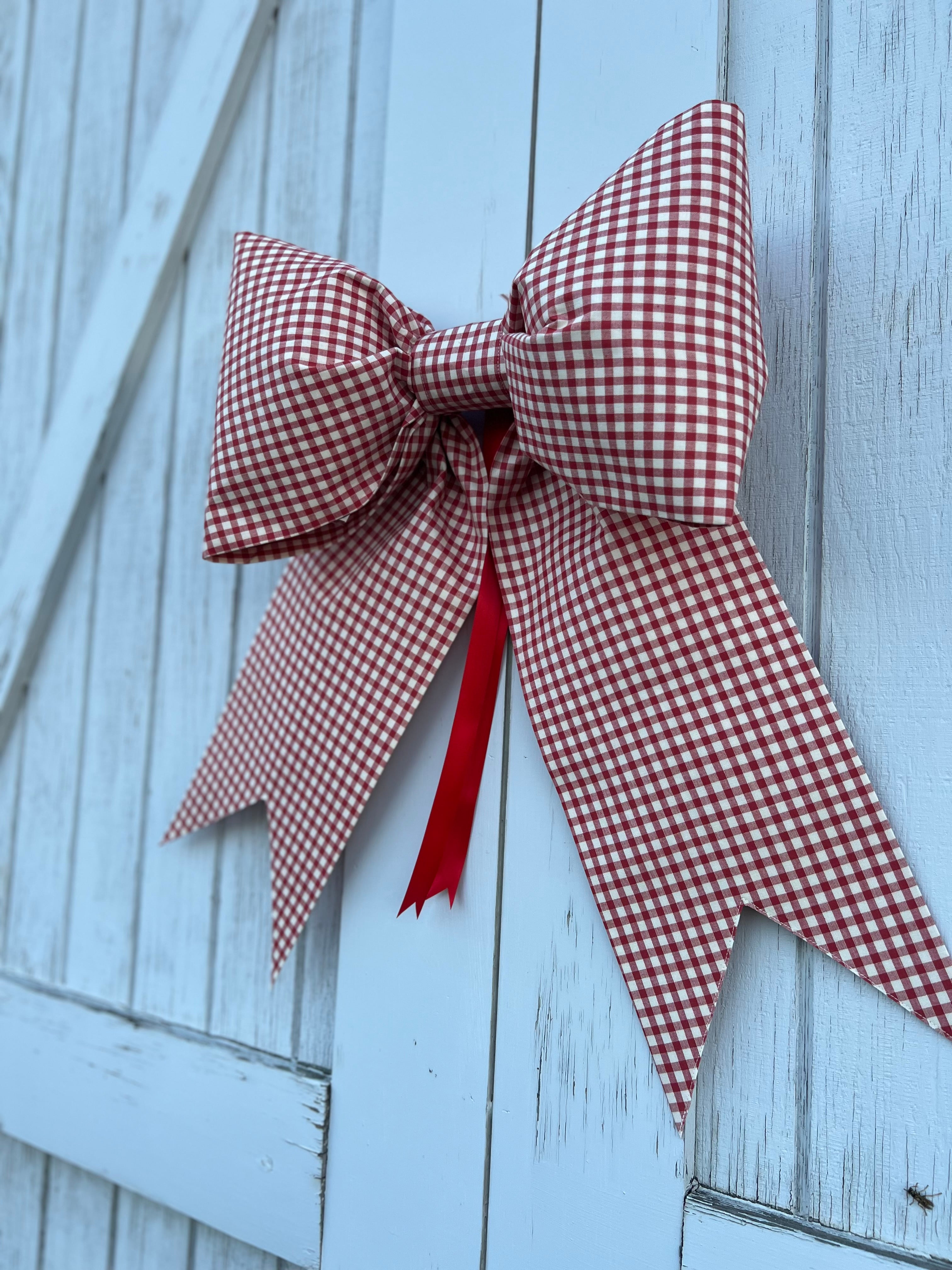 Red and Cream Gingham Bow