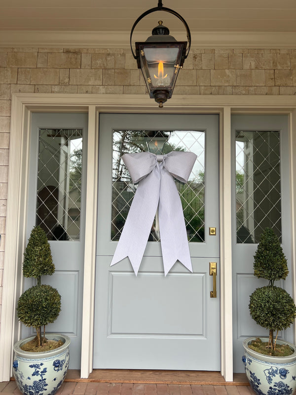 Light Blue Ticking Stripe Bow