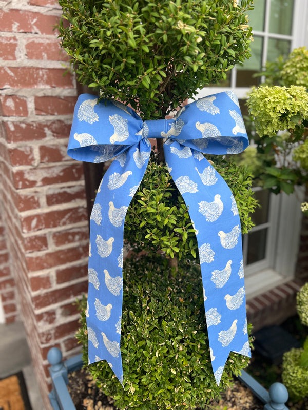 French Blue Hen Small Door Bow