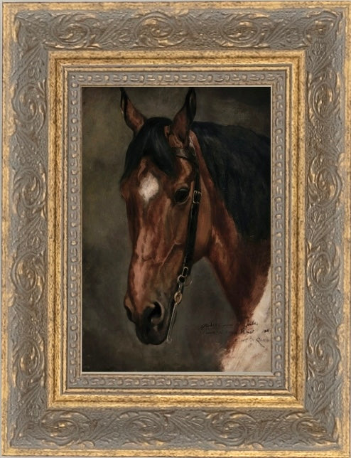 Horse Portrait Framed Antique Art