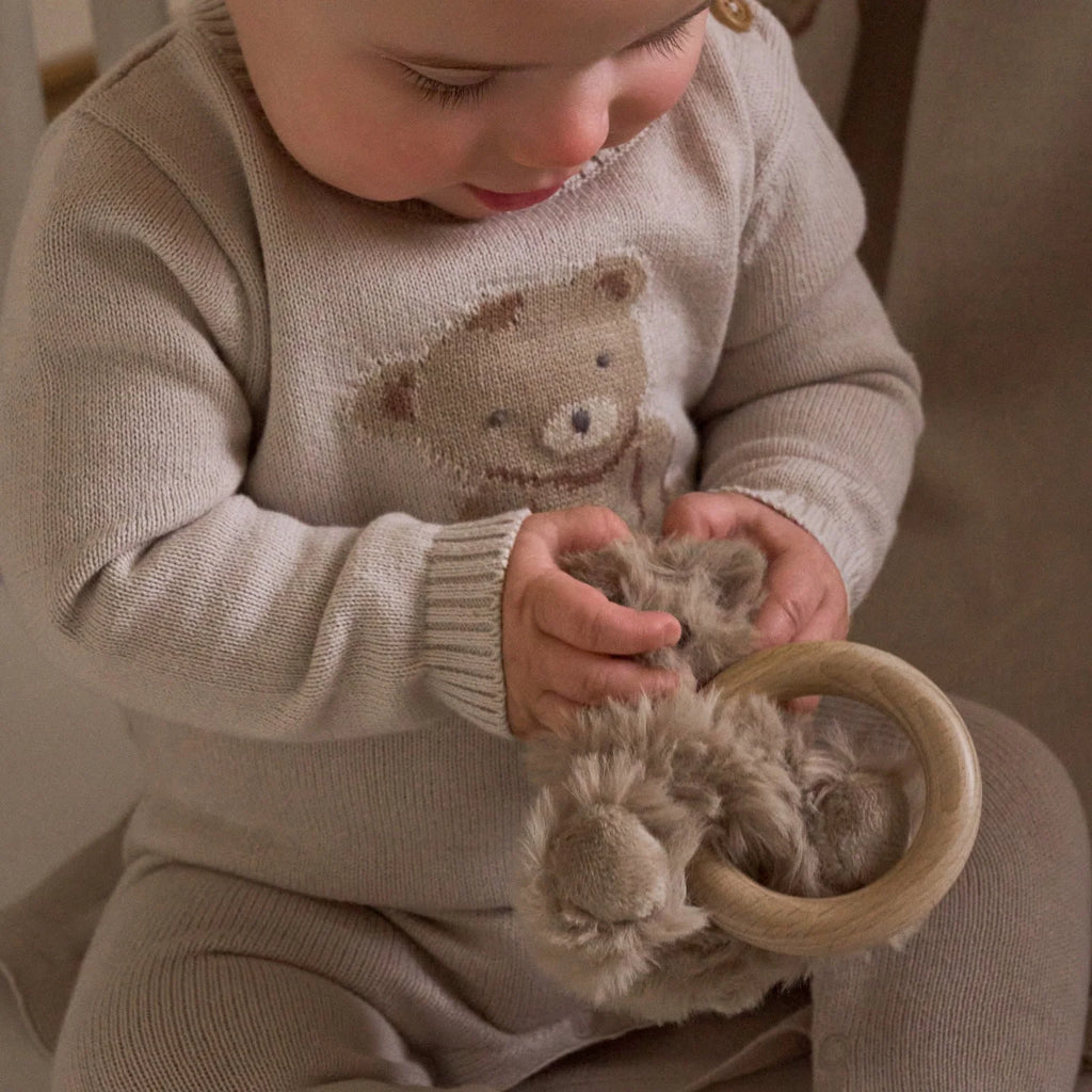 Teddy Bear Knit Baby Jumpsuit
