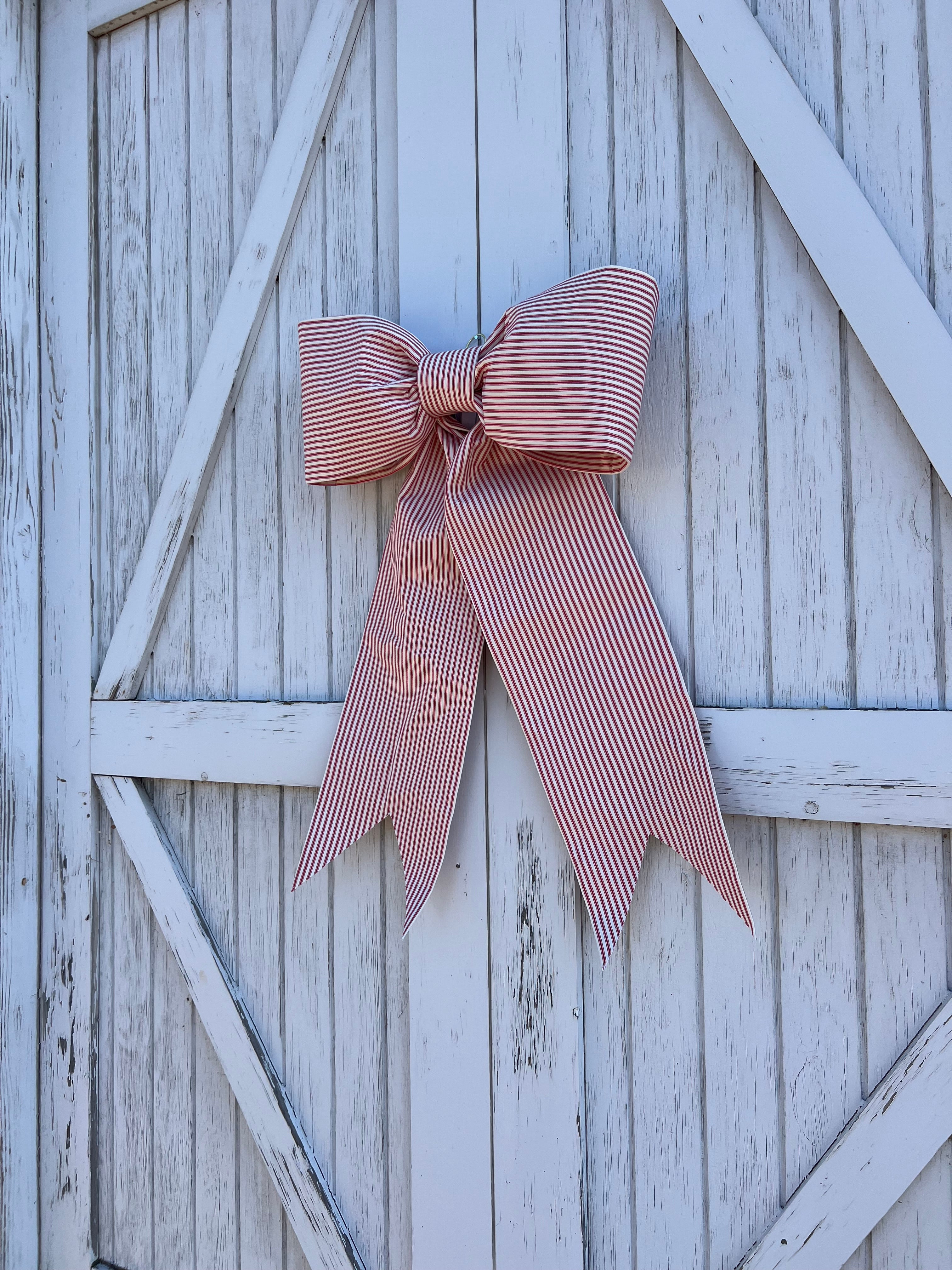 Red and White Ticking Bow