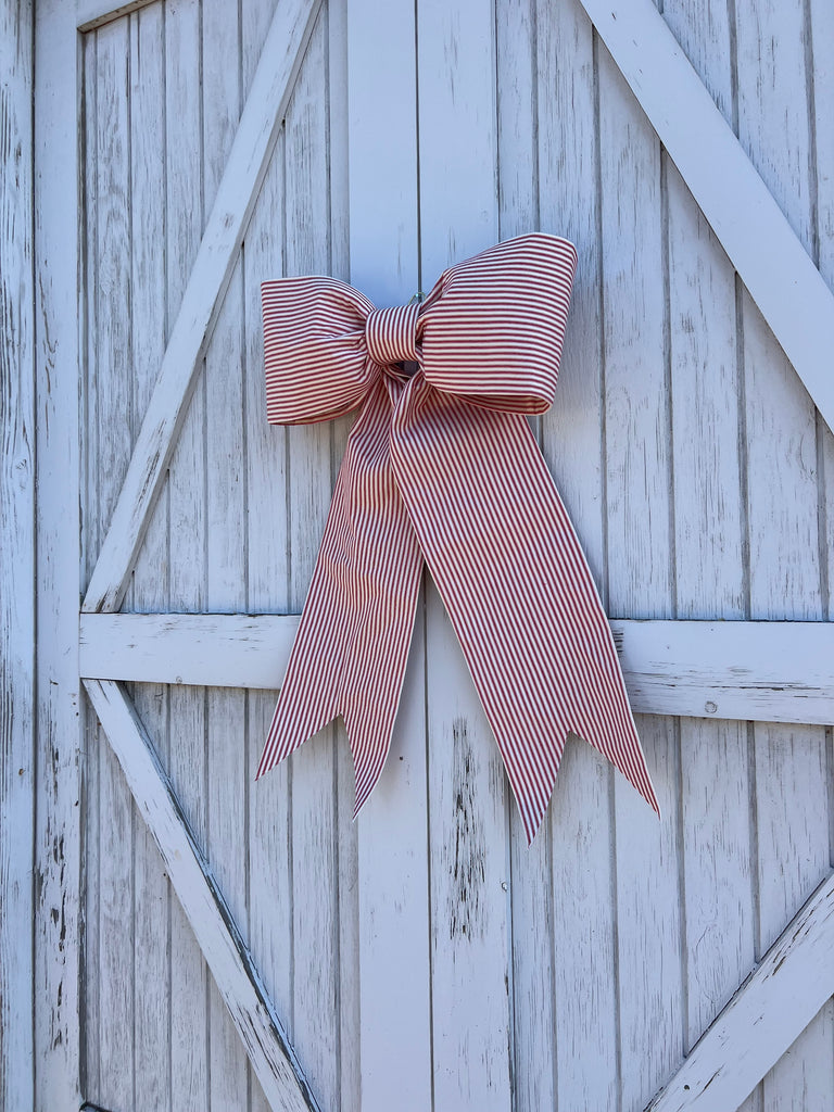 Red and White Ticking Bow