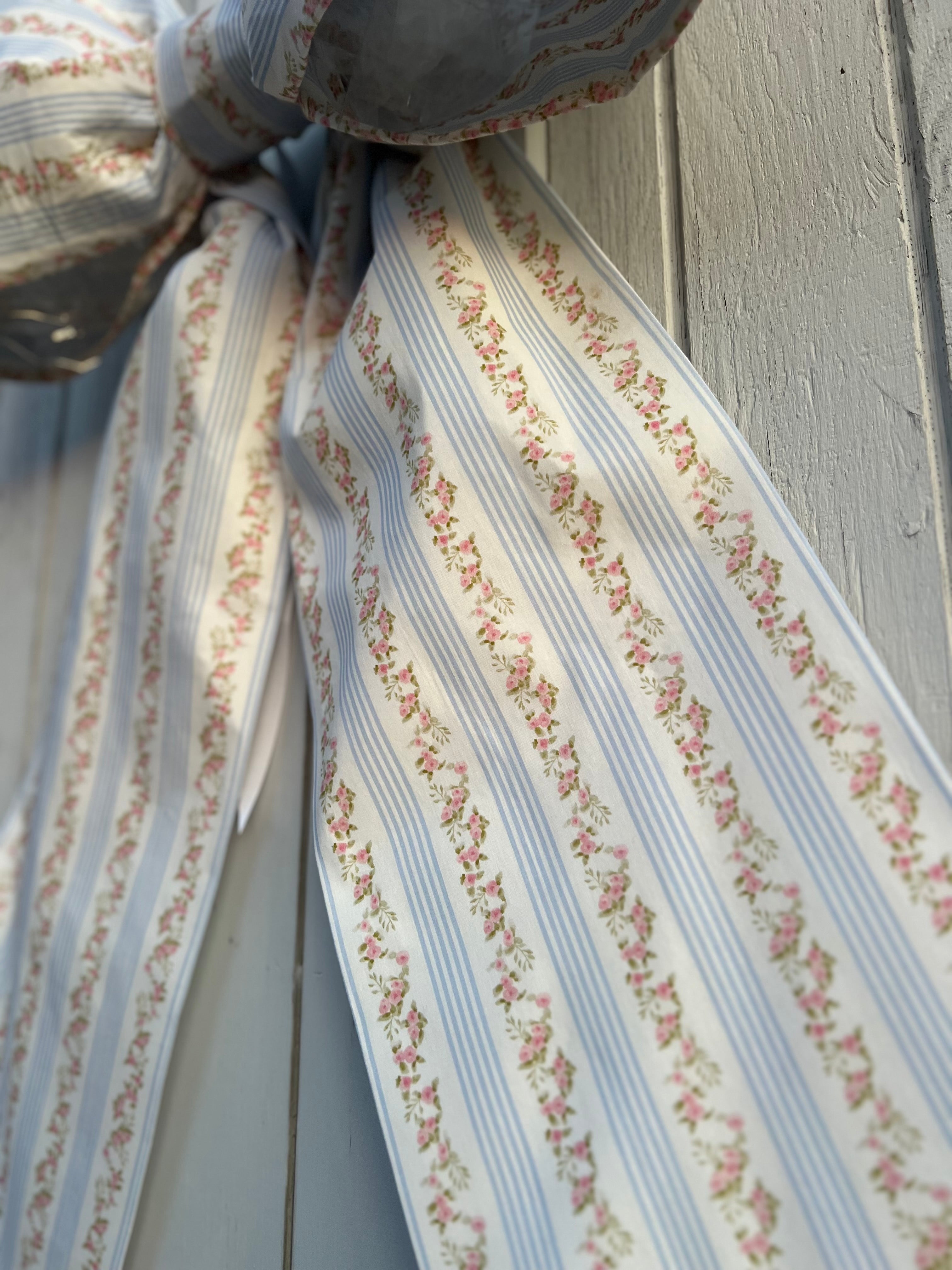 Porcelain Blue Stripe & Pink Floral