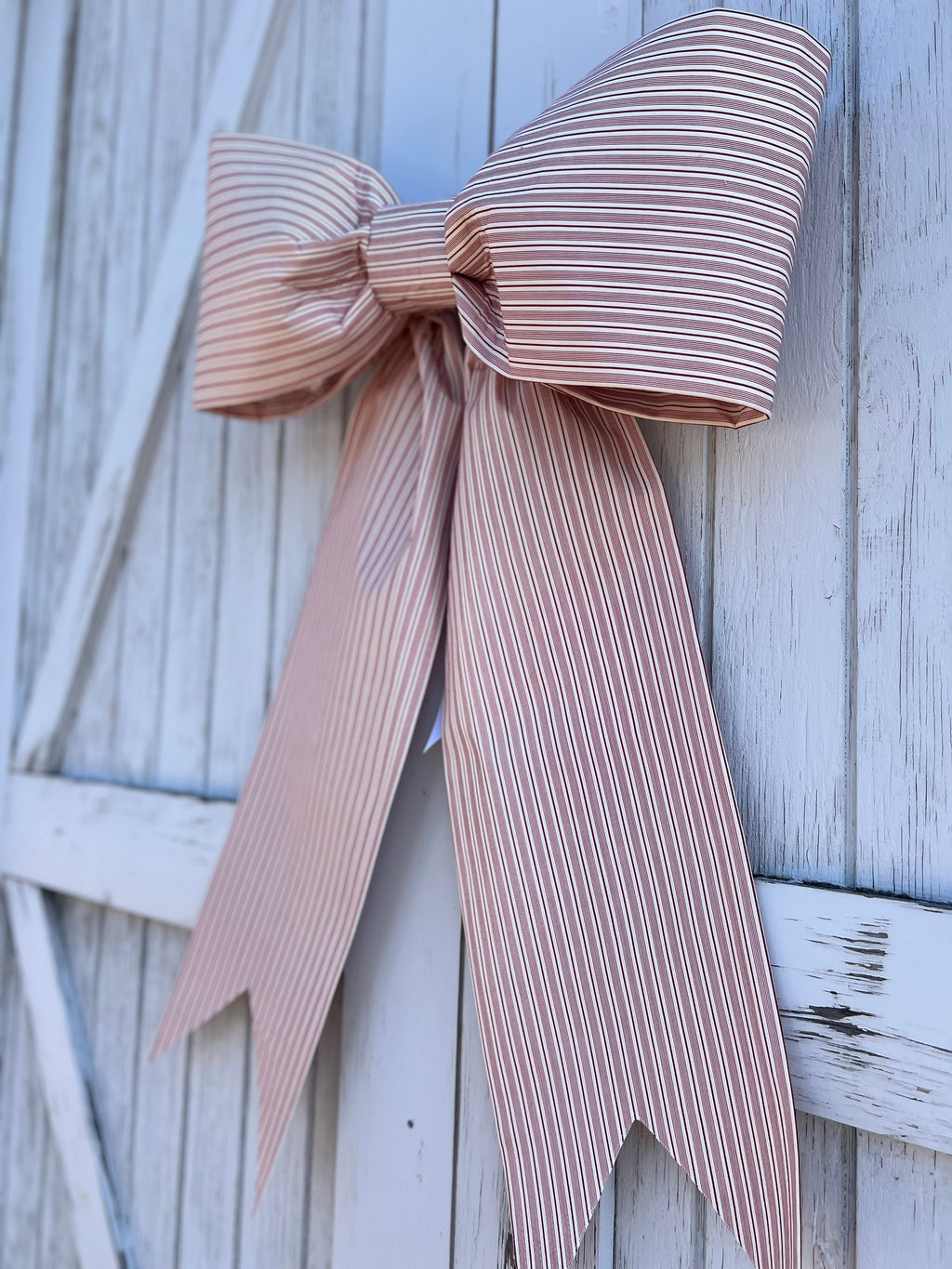 Red and White Cotton Stripe Bow