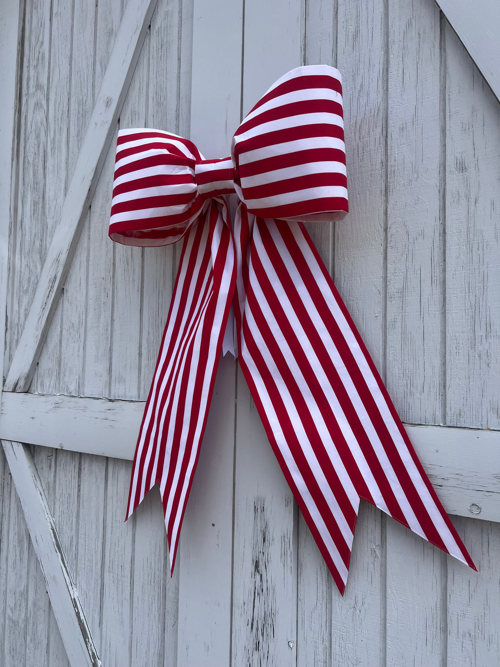 Red & White Medium Stripe Bow