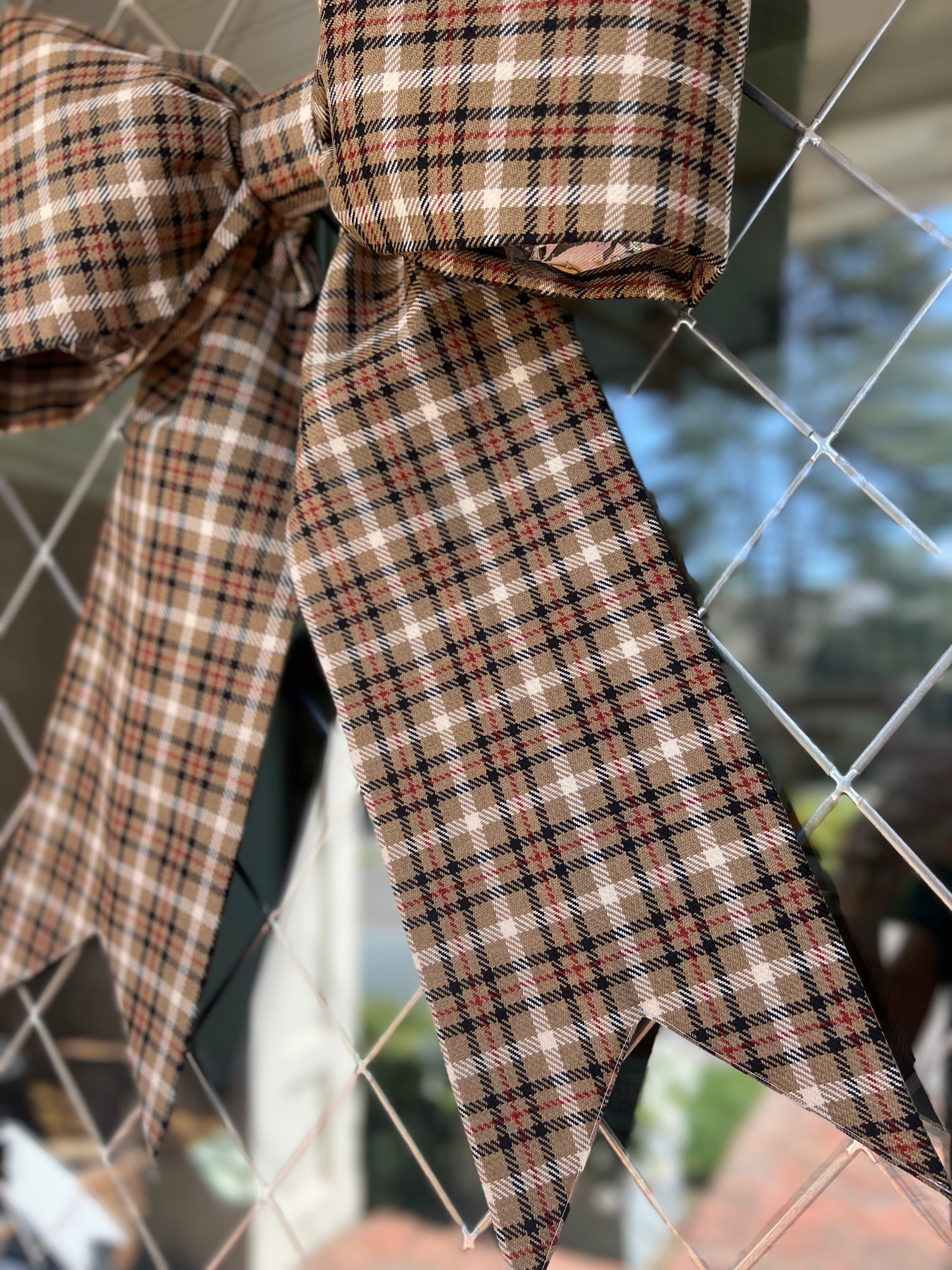 Camel Small Plaid Bow