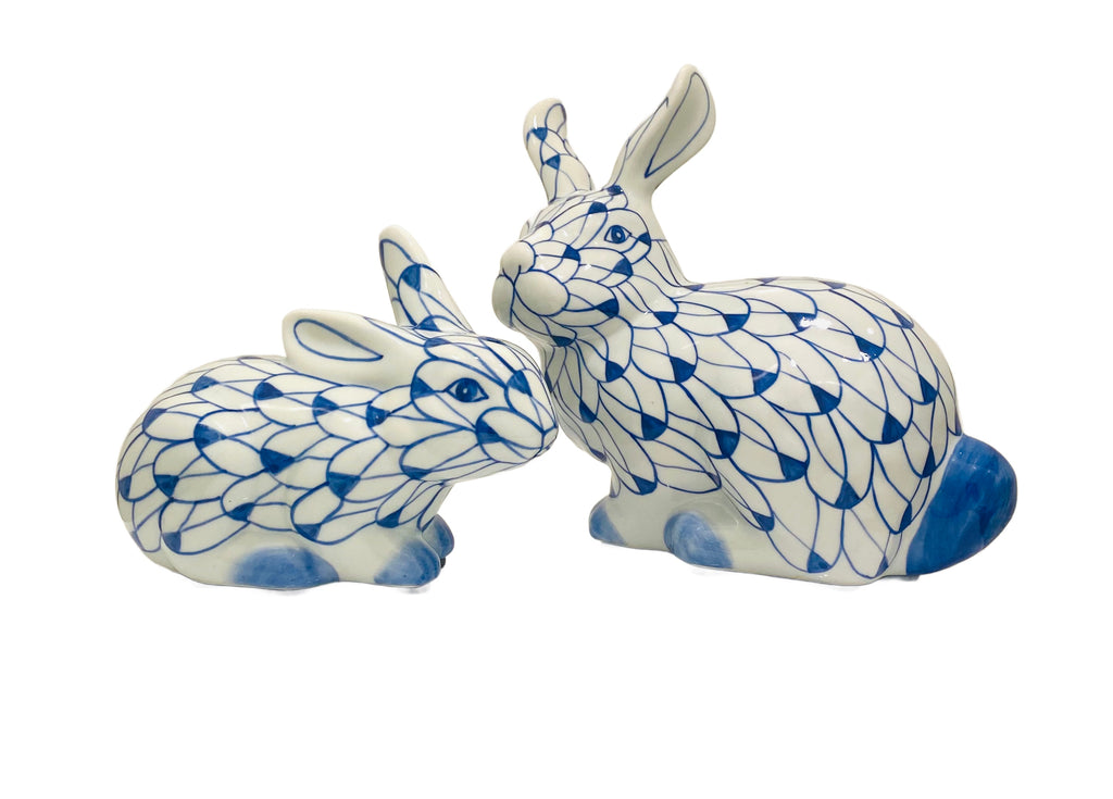 Blue and White Fishnet Bunnies