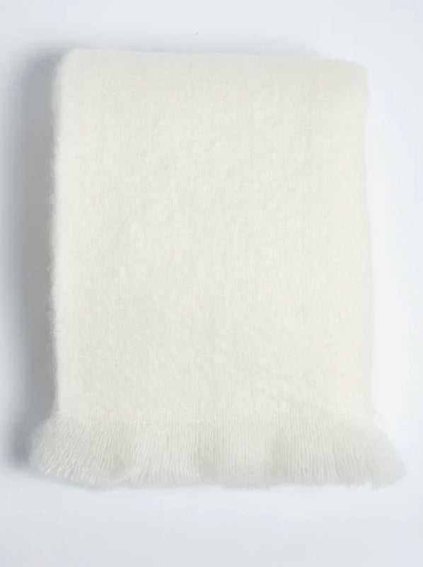 Ivory Mohair Throw Blanket