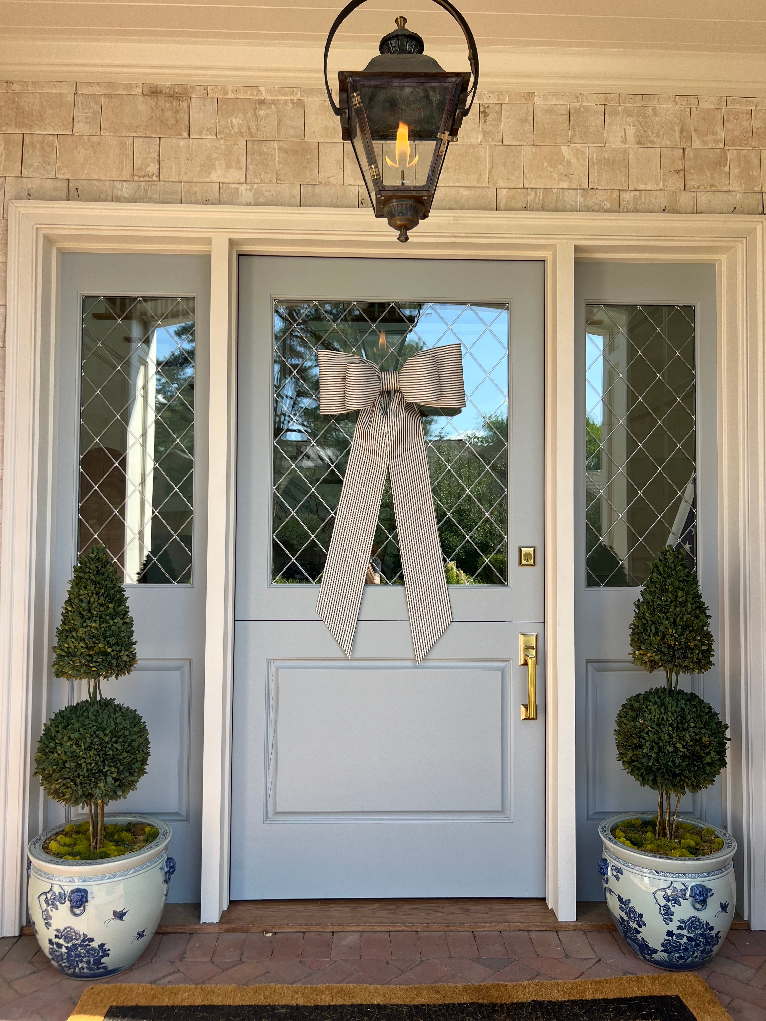 Black Ticking Striped Bow