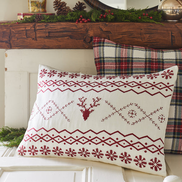 Fair Isle Red Embroidred Pillow