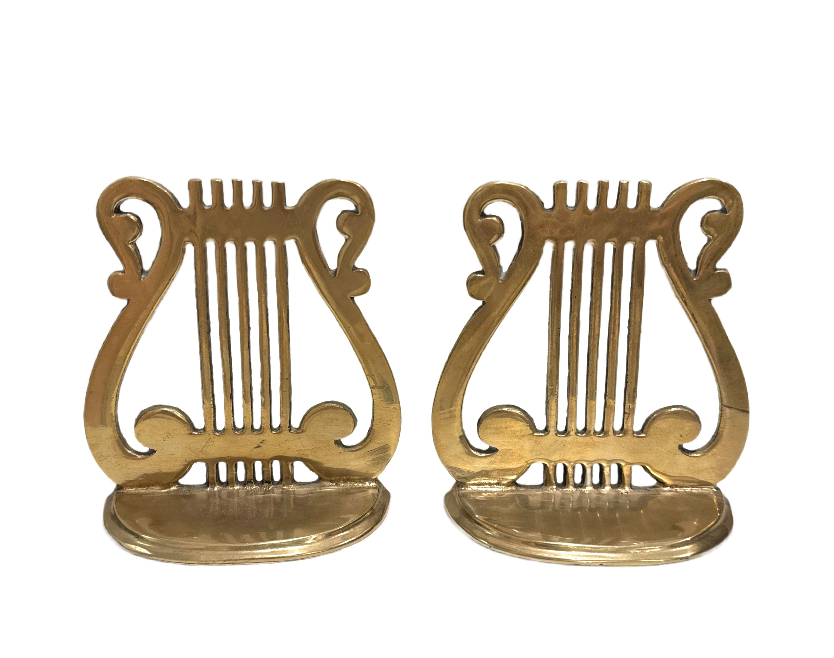 Vintage Lyre Bookends