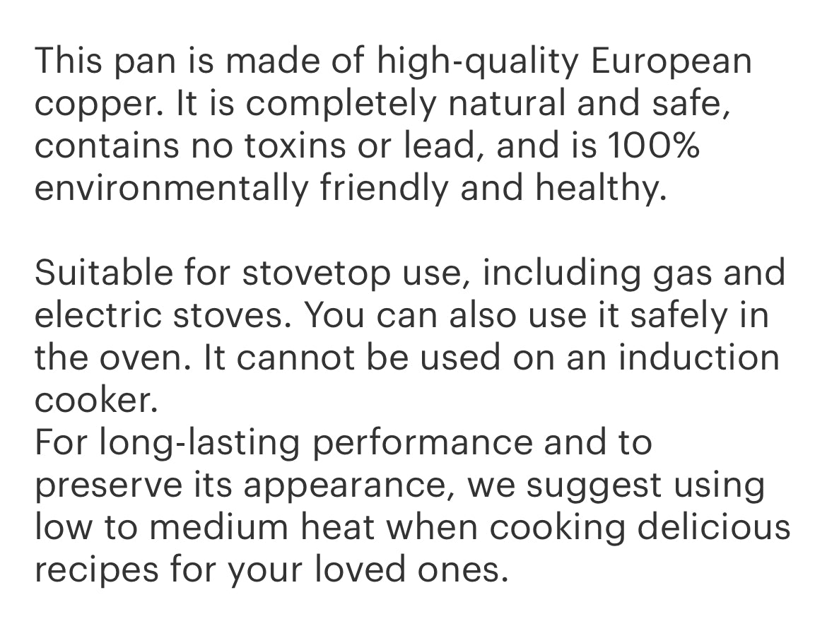 Copper Saute Frying Pan with Long Handle 9.5"