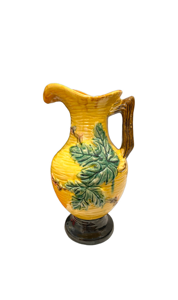 Majolica Grape Leaves Vase