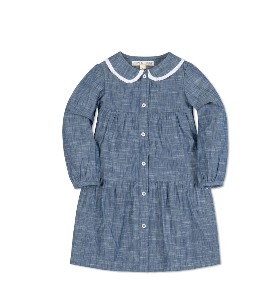 Button Front Organic Chambray Dress