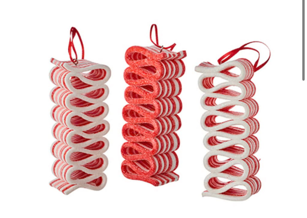 Red and White Ribbon Candy Ornament