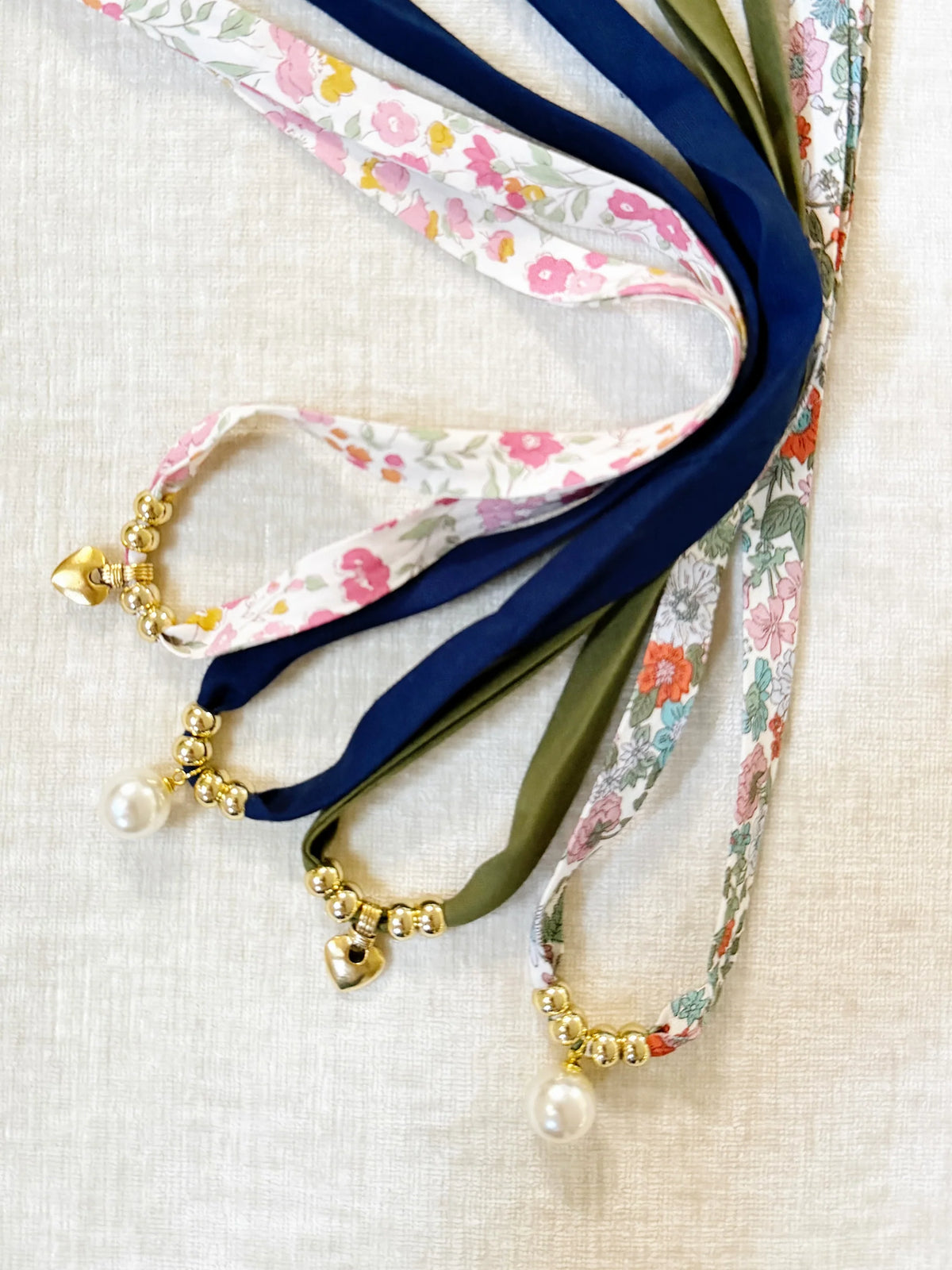 The Navy Marjorie Necklace (with Antique Gold Heart)