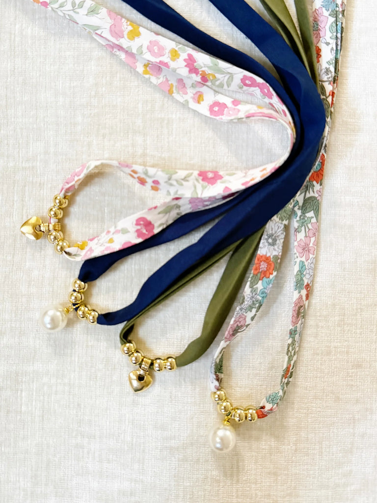 The Navy Marjorie Necklace (with Antique Gold Heart)