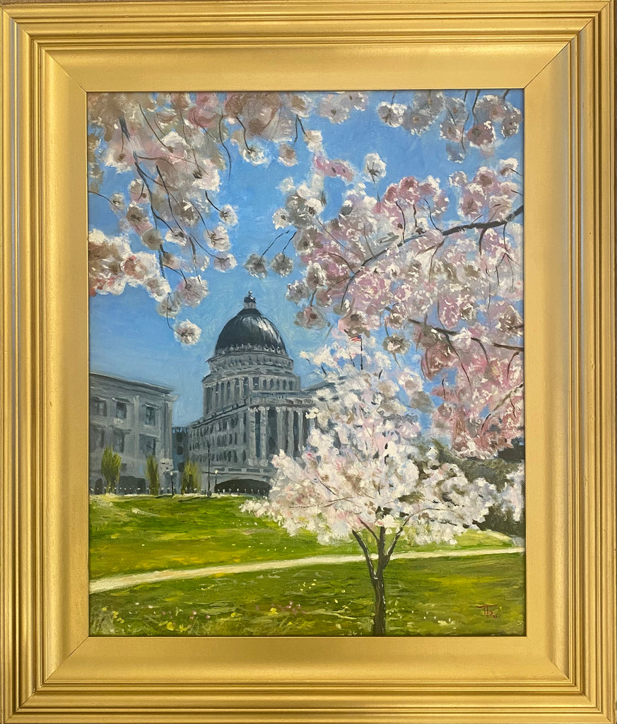 The Utah Capitol and Japanese Blossoms