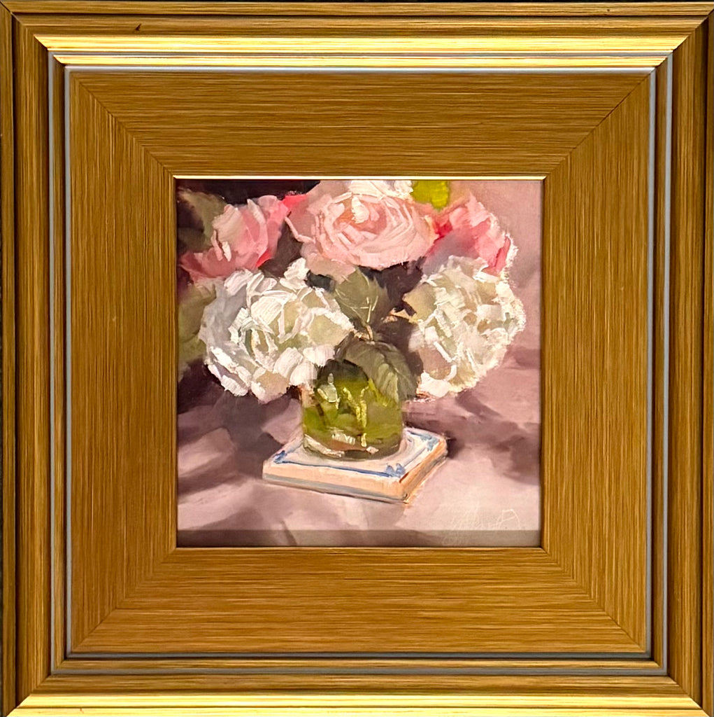 Hydrangeas and Pink Roses