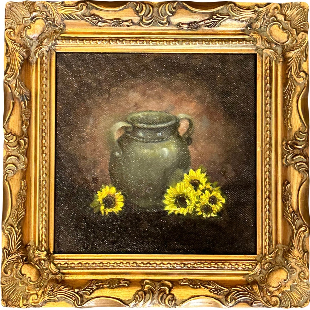 Green Vase with Sunflowers